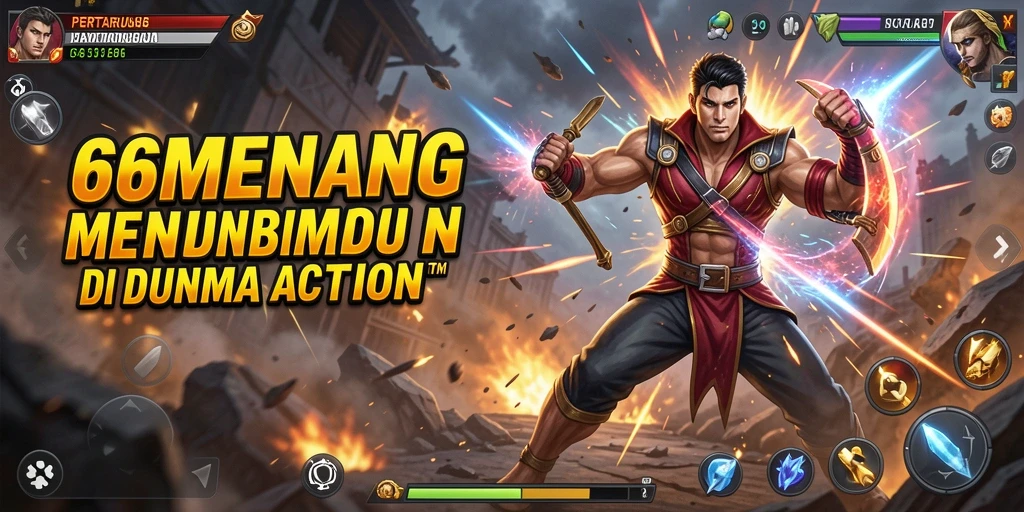 Screenshot gameplay 66MENANG menunjukkan aksi pertarungan yang mendebarkan.