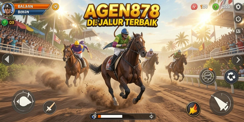 Screenshot gameplay AGEN878 menampilkan momen balapan seru dan mobil cepat.