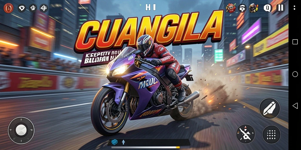 Tampilan gameplay seru balapan motor di CUANGILA.