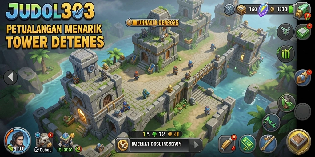 Tangkapan layar gameplay JUDOL303 yang menampilkan pertarungan Tower Defense.