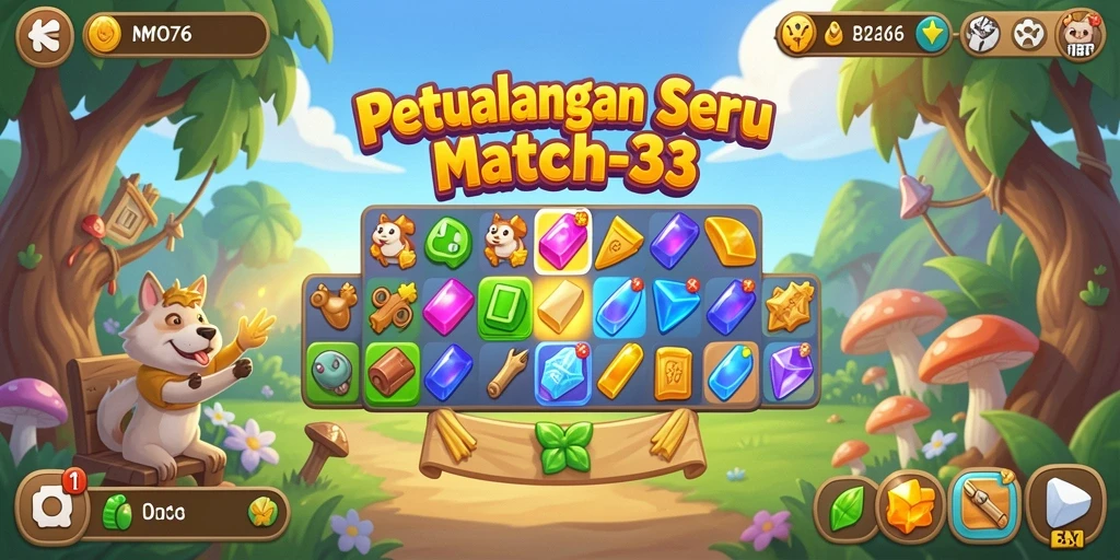 Tangkapan layar MPO76 menampilkan gameplay Match-3 yang menarik.