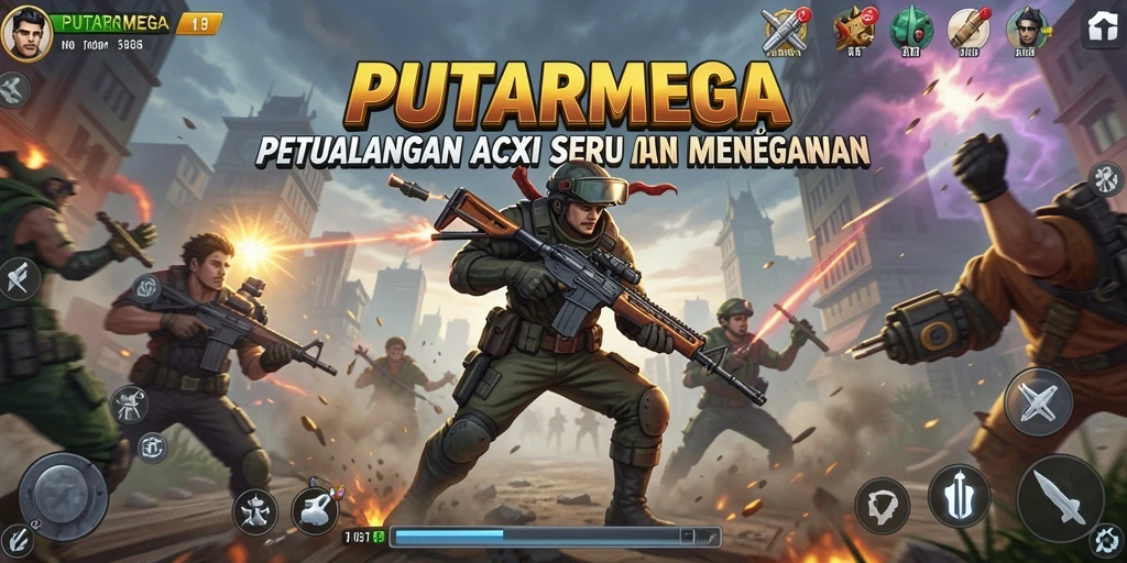 Gameplay seru dan mendebarkan di PUTARMEGA yang penuh aksi.