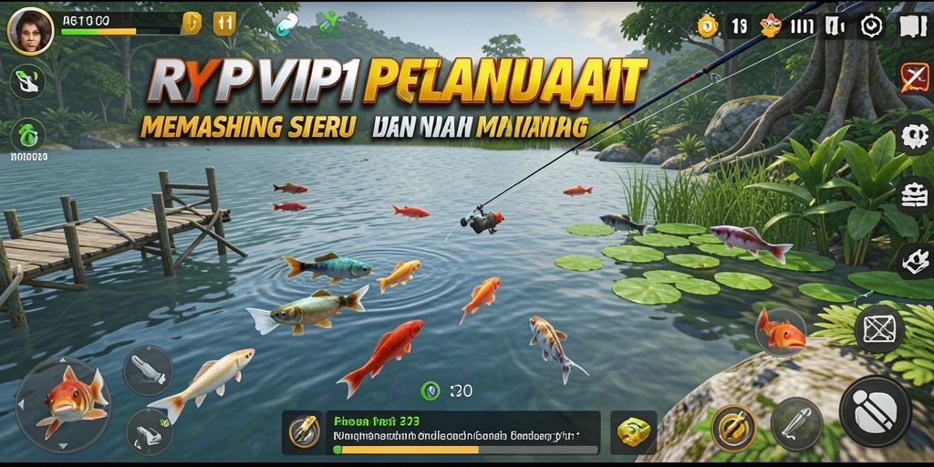 Tampilan gameplay RPVIP1 yang menarik saat memancing.
