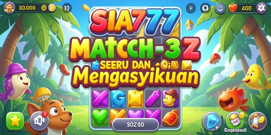 Screenshot SIA777 menampilkan gameplay seru dan warna-warni di level Match-3.