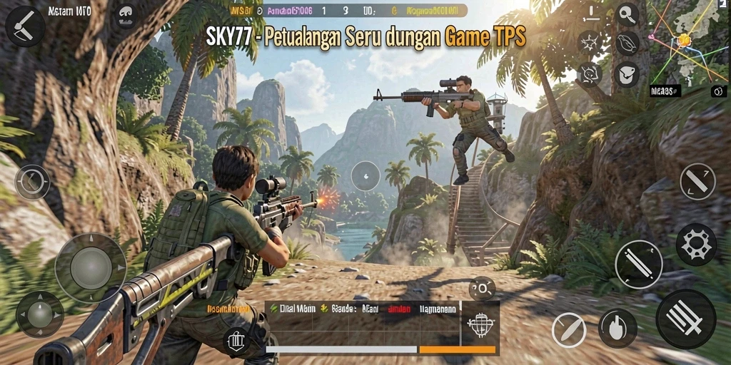 Tampilan gameplay seru dalam aksi TPS di SKY77.