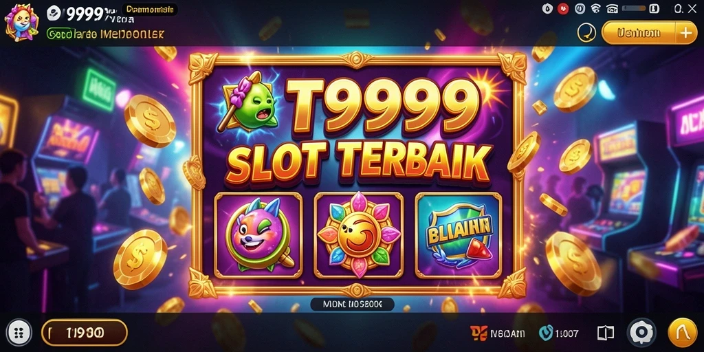 Tangkapan layar menampilkan gameplay mendebarkan T9999 dengan berbagai simbol Slot.